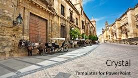  Presentation with yellow brick road - Audience pleasing PPT theme consisting of yellow brick road - streets of old cordova backdrop and a light gray colored foreground