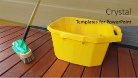  Presentation with application - Cool new presentation theme with yellow-bucket-with-application-broom backdrop and a gold colored foreground
