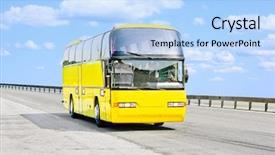  Presentation with road bus - Presentation having yellow bus on a sunny background and a light blue colored foreground