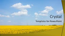  Presentation with global warming - Slide set with yellow canola field in sunlight background and a light blue colored foreground