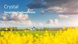  Presentation with earth day - Slide deck with yellow-canola-field background and a ocean colored foreground