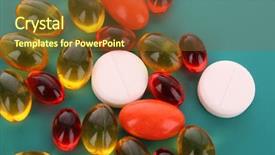  Presentation with red blue yellow - Audience pleasing presentation theme consisting of yellow capsules of vitamins backdrop and a tawny brown colored foreground