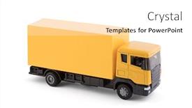  Presentation with cargo - Slide set featuring yellow-cargo-delivery-truck-miniature background and a white colored foreground