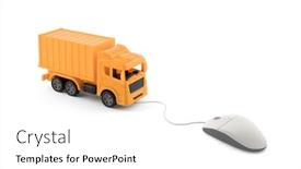  Presentation with cargo - Slide deck having yellow-cargo-delivery-truck-miniature background and a white colored foreground