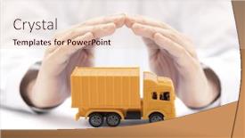  Presentation with cargo - Presentation design with yellow-cargo-delivery-truck-miniature background and a lemonade colored foreground