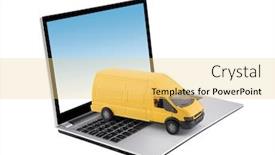  Presentation with cargo - Amazing PPT theme having yellow-cargo-delivery-truck backdrop and a yellow colored foreground