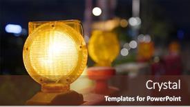  Presentation with caution - Amazing slide set having yellow-caution-light-at-street backdrop and a tawny brown colored foreground