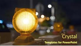  Presentation with caution - Colorful presentation theme enhanced with yellow-caution-light-at-street backdrop and a tawny brown colored foreground