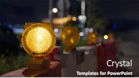  Presentation with caution - Slide set featuring yellow-caution-light-at-street background and a wine colored foreground