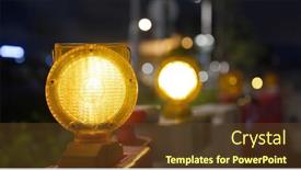  Presentation with caution - Presentation theme featuring yellow-caution-light-at-street background and a tawny brown colored foreground