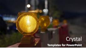  Presentation with caution - Colorful presentation enhanced with yellow-caution-light-at-street backdrop and a wine colored foreground