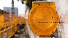  Presentation with caution - Slide set featuring yellow-caution-light-at-street background and a gold colored foreground