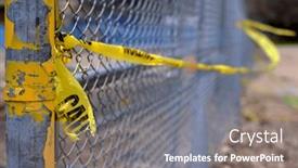  Presentation with caution tape yellow - Presentation theme having yellow-caution-tape-on-fence background and a gray colored foreground