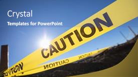  Presentation with caution - Colorful PPT layouts enhanced with yellow-caution-tape-posted-around backdrop and a ocean colored foreground