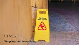 Presentation with caution - PPT theme with yellow-caution-wet-floor-sign background and a yellow colored foreground