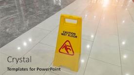  Presentation with caution - Theme featuring yellow-caution-wet-floor-sign background and a coral colored foreground