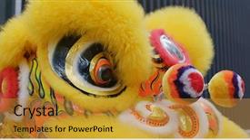  Presentation with dance - Slides with traditional dances arts festivals culture - yellow chinese lion dance background and a gold colored foreground