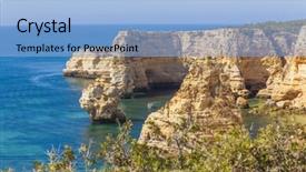  Presentation with turquoise and yellow music - Presentation theme consisting of yellow cliffs at marinha beach background and a  colored foreground