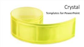  Presentation with caution tape yellow - Presentation theme consisting of yellow clothing reflective tape isolated background and a white colored foreground