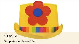  Presentation with cutting ribbon - Theme enhanced with yellow clown hat background and a  colored foreground