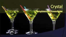 Presentation with black yellow - Presentation theme enhanced with yellow cocktail in martini glasses isolated on black background and a tawny brown colored foreground