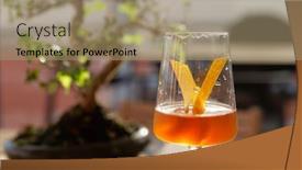  Presentation with bonsai - Beautiful PPT theme featuring yellow-cocktail-with-lemon-zest backdrop and a coral colored foreground