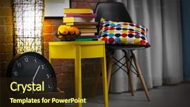  Presentation with vintage book - Presentation theme featuring yellow coffee table book background and a tawny brown colored foreground