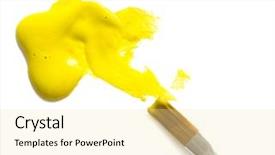  Presentation with yellow color - Theme with old paint brushes - yellow color and brush background and a blonde colored foreground