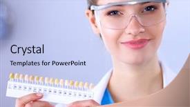  Presentation with teeth whitening - Presentation having yellow comic - beautiful doctor woman hold teeth background and a light blue colored foreground