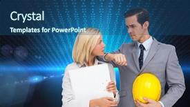  Presentation with architects - Beautiful slides featuring yellow computer folder - composite image of architects backdrop and a  colored foreground