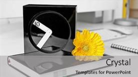  Presentation with notebook - PPT theme with yellow computer folder - stylish clock with notebook background and a light gray colored foreground