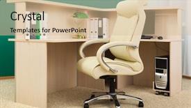  Presentation with modern black and white trees - Cool new presentation with yellow computer folder - white leather armchair backdrop and a  colored foreground