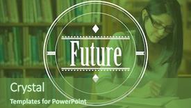  Presentation with future of work - Cool new slides with yellow computer folder - word future against woman studying backdrop and a  colored foreground