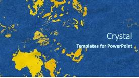  Presentation with plaster - Slide deck having yellow-concrete-background-blue-plaster background and a ocean colored foreground