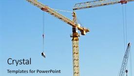  Presentation with football in yellow and blue - Cool new presentation theme with yellow crane with the load backdrop and a light blue colored foreground