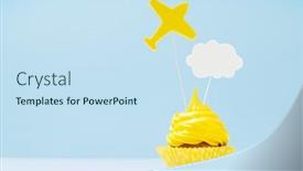  Presentation with blue yellow - Presentation theme with yellow-cream-cupcake-with-decor background and a sky blue colored foreground