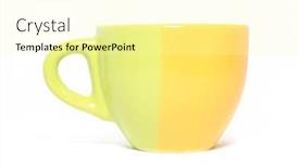  Presentation with yellow - PPT theme enhanced with yellow-cup-on-white-background background and a blonde colored foreground