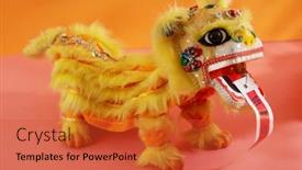  Presentation with prosperity - Amazing slides having yellow-dancing-lion-playing-chinese backdrop and a red colored foreground