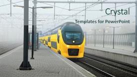  Presentation with dutch - PPT theme having train and central station platform background and a sky blue colored foreground