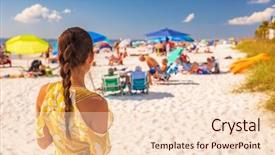 Presentation with florida beach - Beautiful PPT theme featuring braids - beach young woman lifestyle summer backdrop and a lemonade colored foreground