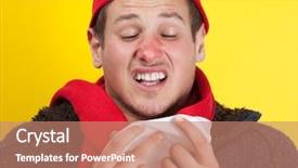 Presentation with sneezing - Colorful PPT theme enhanced with yellow fever - ill young man with red backdrop and a coral colored foreground