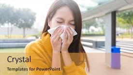  Presentation with lactation young woman breastfeeding - Presentation theme enhanced with yellow fever - young asian woman feeling unwell background and a gold colored foreground