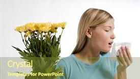  Presentation with fever - Presentation theme consisting of yellow fever - young woman blowing her nose background and a tawny brown colored foreground