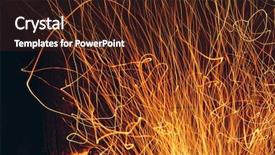  Presentation with firework - Cool new slide set with yellow fire sparks is flying backdrop and a tawny brown colored foreground