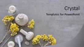  Presentation with herbal - Presentation enhanced with yellow flower and candle background and a light gray colored foreground