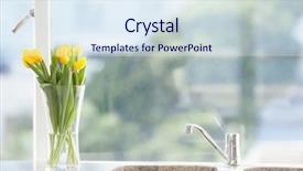  Presentation with iris flower yellow - Colorful slide deck enhanced with yellow flower in a vase backdrop and a sky blue colored foreground