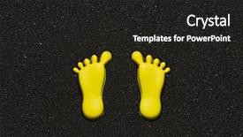  Presentation with black yellow - PPT layouts enhanced with yellow footprint shapes on black background and a dark gray colored foreground