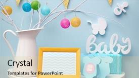  Presentation with baby shower - Cool new PPT theme with yellow frame and thank you backdrop and a blonde colored foreground