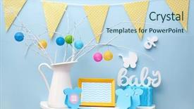  Presentation with baby shower - Theme with yellow frame and thank you background and a sky blue colored foreground