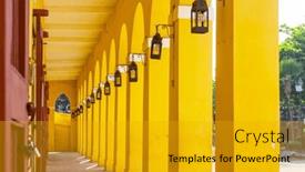  Presentation with cartagena colombia - Slide set featuring yellow-gallery-in-old-city background and a gold colored foreground
